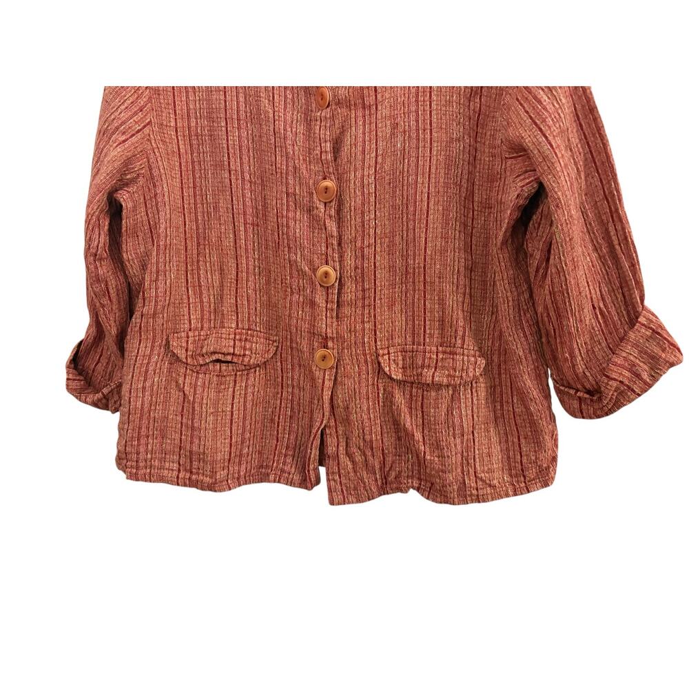 FLAX 100% Linen Short Top Blouse Small Natural Fibers Lagenlook - Picture 2 of 7